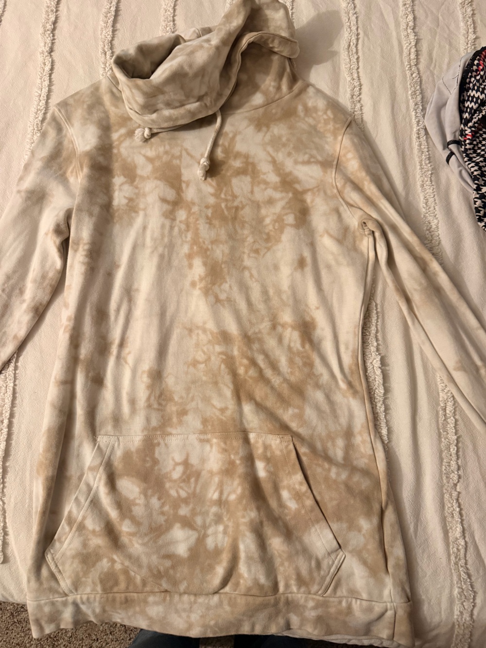 Tie-Dye Beige Pullover Hoodie